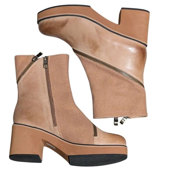 Antelope U12 Illeana leather thick heel platform ankle boot tan boho chic 38 - Picture 6 of 11